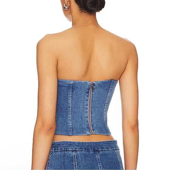 MAJORELLE Luda Bustier Top in Washed Blue Size XL - Picture 2 of 9